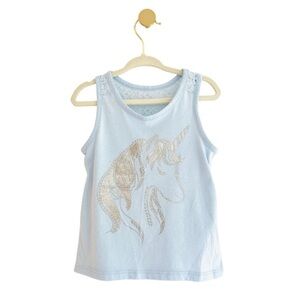 💫$4/ADD ON 💫 The Children's Place Light Blue Tank Top w/ Unicorn Kids Girls 2T